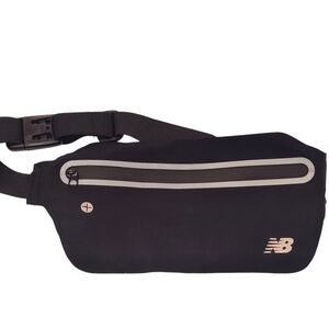 New Balance Running Belt Black Gray Adjustable Size 1 Zip Pocket Unisex Adults